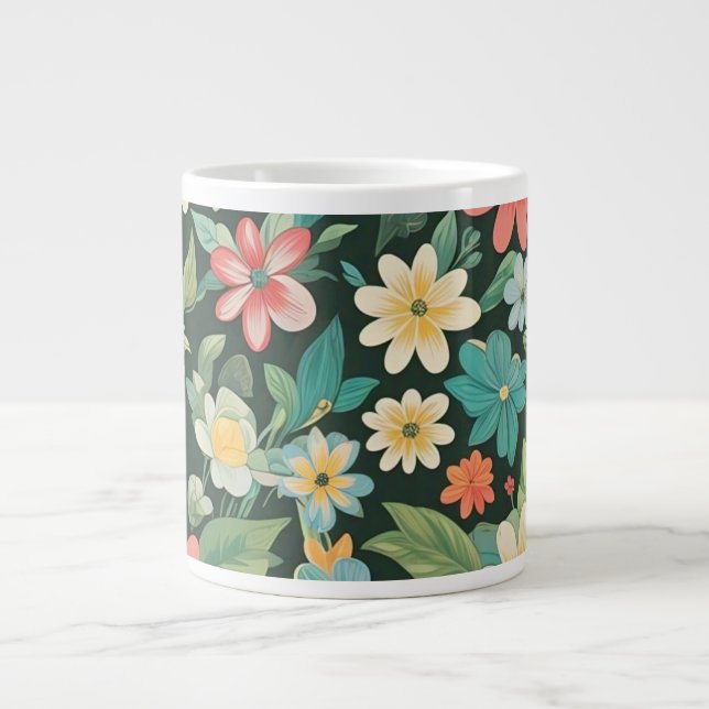 Farbenfrohe Blumen-/Frühlings-  Jumbo-Tasse (Vorderseite)