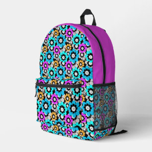 Farbenfrohe Blumen Gänseblümchen Blau Türkis Lila Bedruckter Rucksack