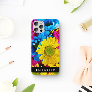 Farbenfrohe Blumen, Gänseblümchen, Boho, Ihr Name iPhone 16 Hülle