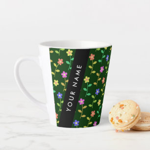 Farbenfrohe Blumen, grüner Hintergrund, Schwarz Milchtasse