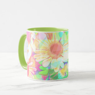Farbenfrohe Blumen Helle Fröhliche Tasse