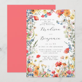 Farbenfrohe Blumen Hochzeitsparty Einladung