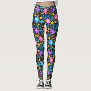 Farbenfrohe Blumen im funkelnden Sterne-Muster D G Leggings