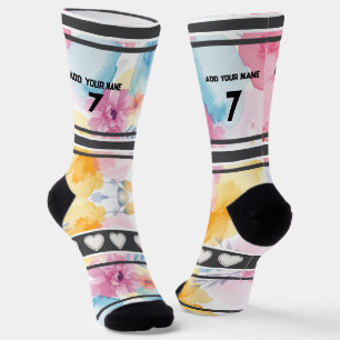 Farbenfrohe Blumen - Name Nummer Socken