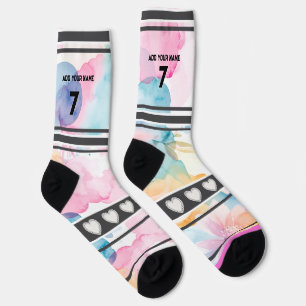 Farbenfrohe Blumen - Name Nummer Socken