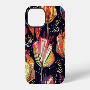 Farbenfrohe Blumen Pflanzen Vintage-Muster iPhone 12 Hülle