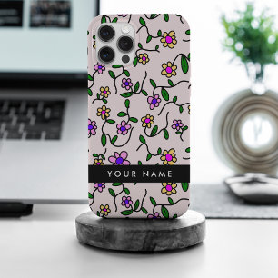 Farbenfrohe Blumen, rosa Hintergrund, Schwarz Case-Mate iPhone Hülle