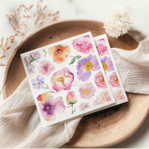 Farbenfrohe Blumen Serviette