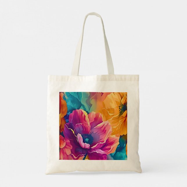 Farbenfrohe Blumen-Tasche Tragetasche (Rückseite)