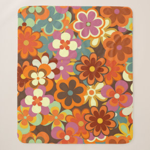 Farbenfrohe Blumen Vintag Nahtlos Muster. Retro 70 Sherpadecke