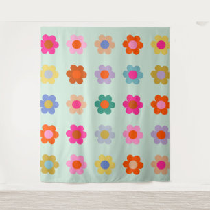 Farbenfrohe Blumen Vintage Floral Wandteppich