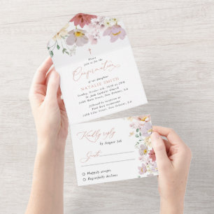 Farbenfrohe Blumen, Wildblumen, Boho, Konfirmation All In One Einladung