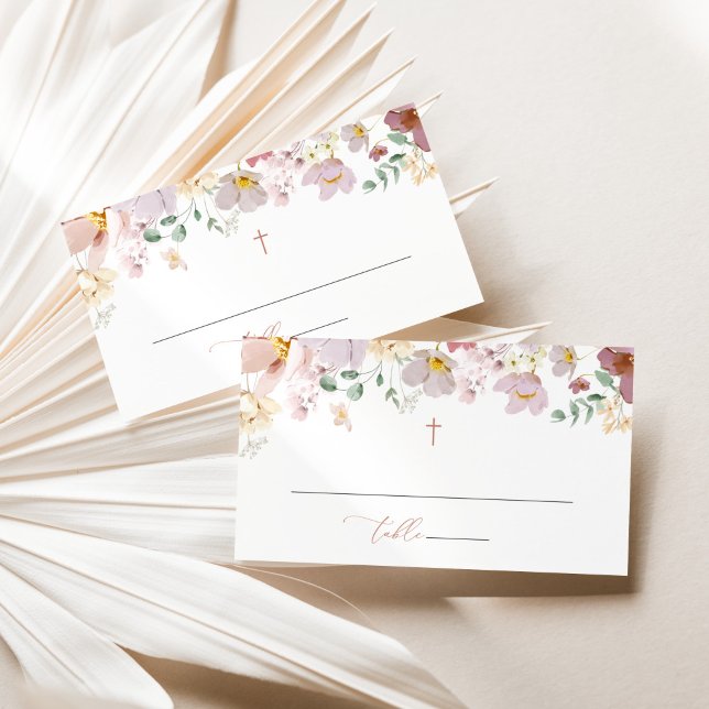 Farbenfrohe Blumen, Wildblumen, Boho, Taufe Platzkarte (Von Creator hochgeladen)