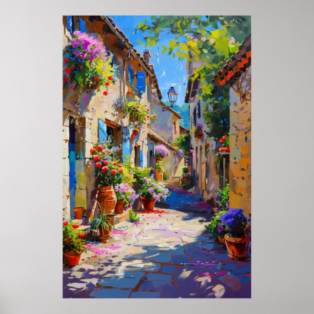 Farbenfrohe Blumenallee im Frühling Poster (Vorne)