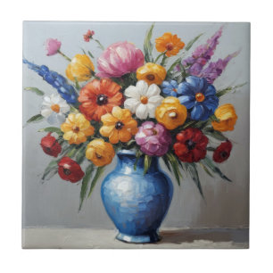 Farbenfrohe Blumenarrangements Fliese