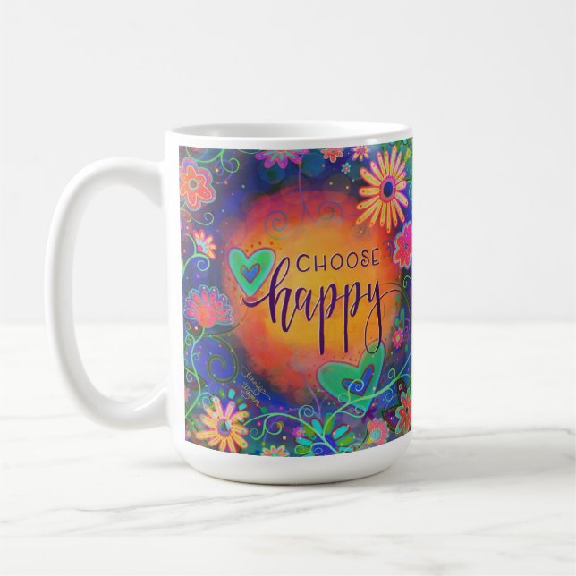 Farbenfrohe Blumenauswahl glücklich Kaffeetasse (Links)