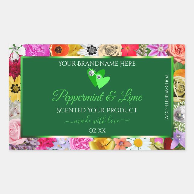 Farbenfrohe Blumenbezeichnungen Niedliche Herzen Rechteckiger Aufkleber (Vorderseite)
