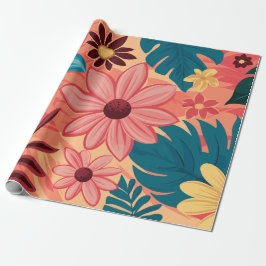 Farbenfrohe Blumenblicke auf warmen Tones im Hinte Geschenkpapier