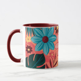Farbenfrohe Blumenblicke auf warmen Tones im Hinte Tasse