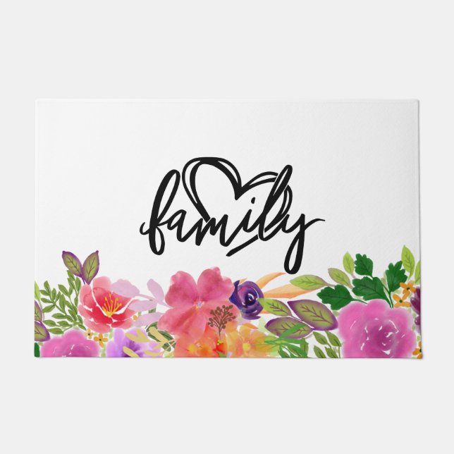 Farbenfrohe BlumenBouquet-Familie Fußmatte (Vorderseite)