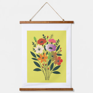 Farbenfrohe Blumenbouquet-Illustration | Modernes  Wandteppich Mit Holzrahmen