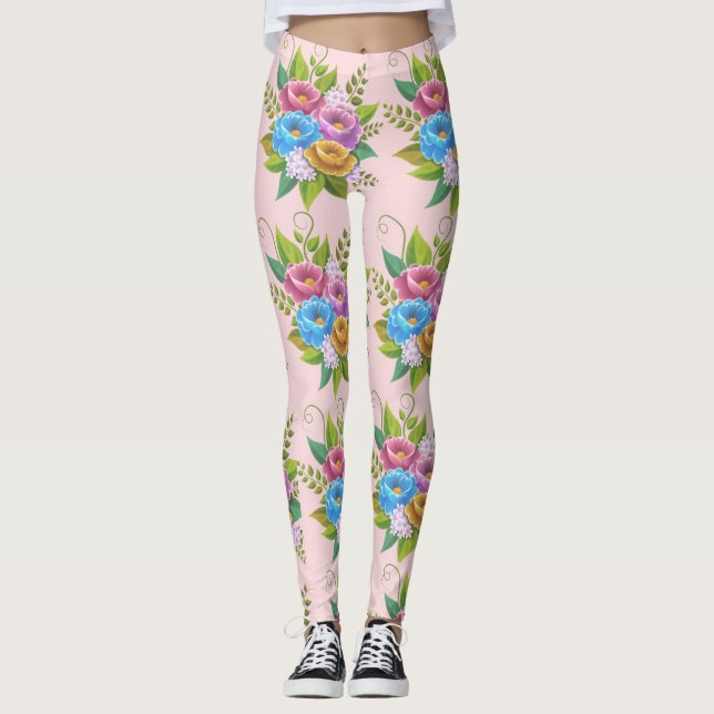 Farbenfrohe BlumenBouquet Leggings - Lebhafte Bota (Vorderseite)