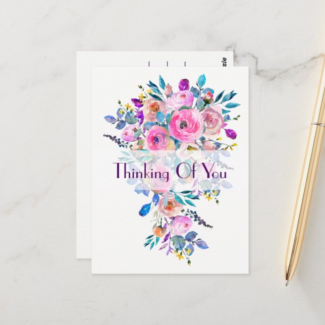 Farbenfrohe BlumenBouquet Postkarte (Vorderseite/Rückseite Beispiel)