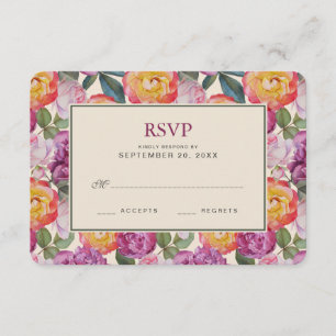 Farbenfrohe Blumenbrauerei Bouquet - Hochzeitsfeie RSVP Karte
