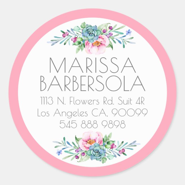 Farbenfrohe Blumenbraun Wasserfarben Illustration Runder Aufkleber (Vorderseite)