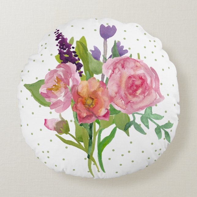 Farbenfrohe Blumenbraut Akzent Kissen (Vorderseite)