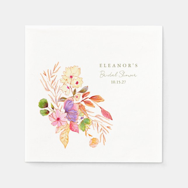 Farbenfrohe Blumenbrunch Brause Dusche Serviette (Vorderseite)