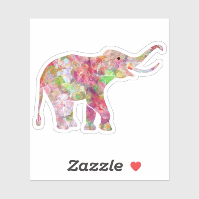 Farbenfrohe Blumencollage Cute Elefant Aufkleber (Blatt)