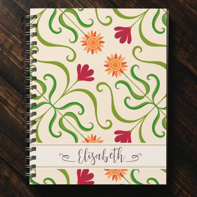 Farbenfrohe Blumendach Sonnenblumenmuster Niedlich Notizblock (Von Creator hochgeladen)