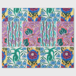 Farbenfrohe Blumendesign Jugendstil-Verpackungspap Geschenkpapier
