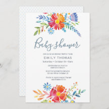 Farbenfrohe Blumendusche Einladung