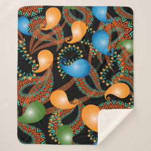 Farbenfrohe blumenethnische 3D Paisley nahtlose Mu Sherpadecke