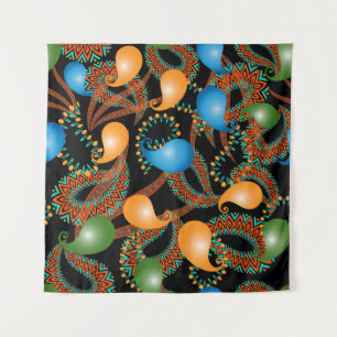 Farbenfrohe blumenethnische 3D Paisley nahtlose Mu Wandteppich