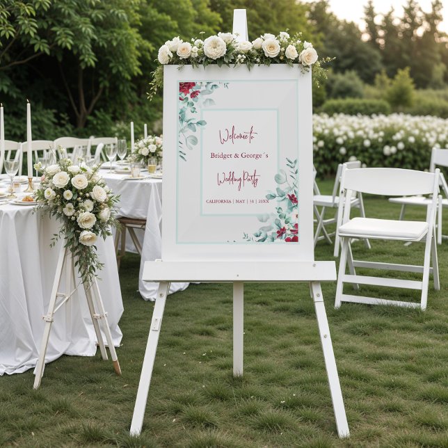 Farbenfrohe Blumeneukalyptus Mattierte Hochzeit Be Acrylschild (Von Creator hochgeladen)