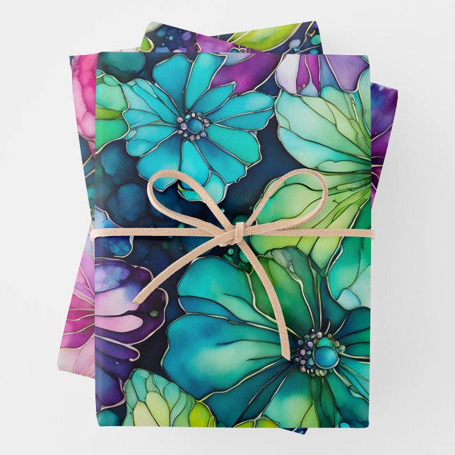 Farbenfrohe Blumenfarbenhandtafel-Papiertücher Geschenkpapier Set (Von Creator hochgeladen)