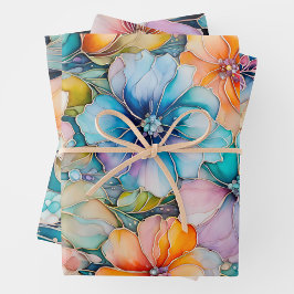 Farbenfrohe Blumenfarbenhandtafel-Papiertücher Geschenkpapier Set