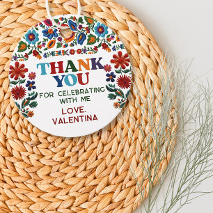 Farbenfrohe Blumenfiesta Stickerei Blume Vielen Da Geschenkanhänger