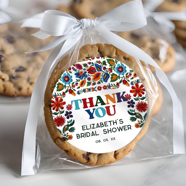 Farbenfrohe Blumenfiesta Stickerei Blume Vielen Da Runder Aufkleber (Von Creator hochgeladen)