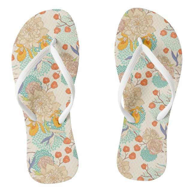 Farbenfrohe Blumengartenmuster Flip Flops (Fußbett)