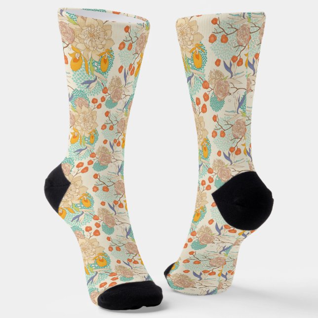 Farbenfrohe Blumengartenmuster Socken (Gewinkelt)
