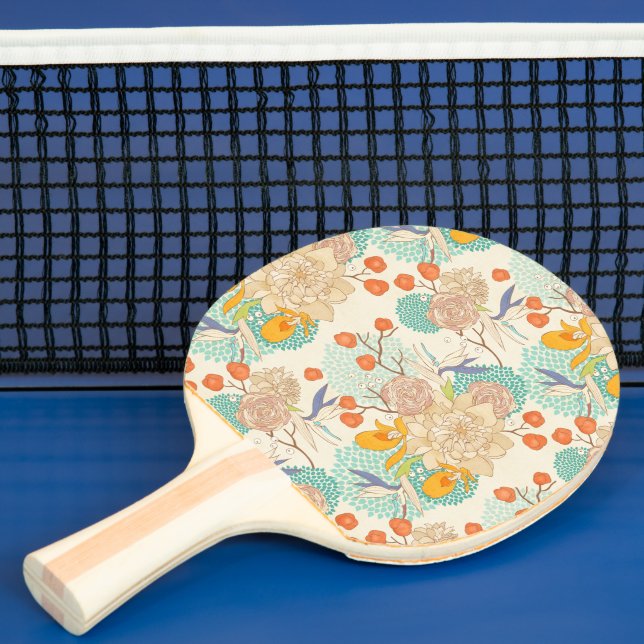 Farbenfrohe Blumengartenmuster Tischtennis Schläger (InSitu)