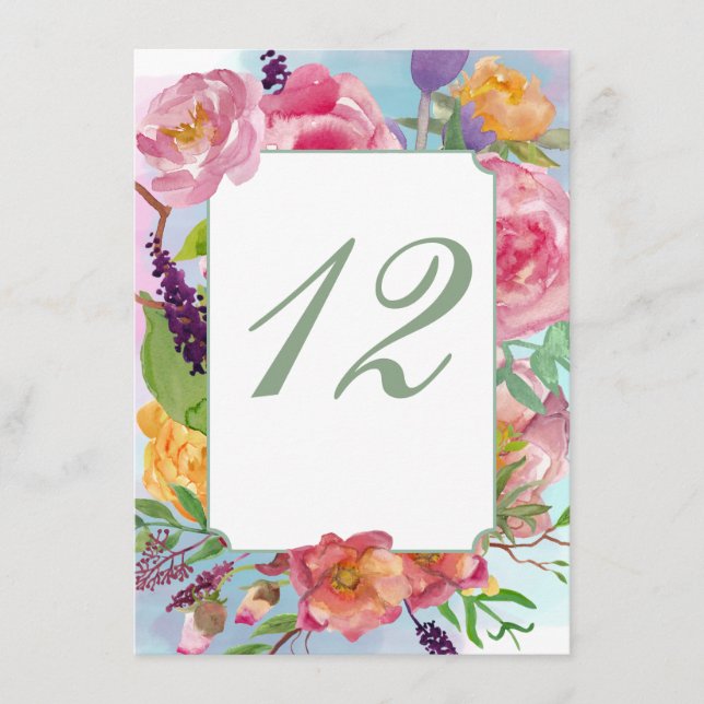 Farbenfrohe blumengeschmückte Hochzeitsempfehlung  Begleitkarte (Vorderseite)