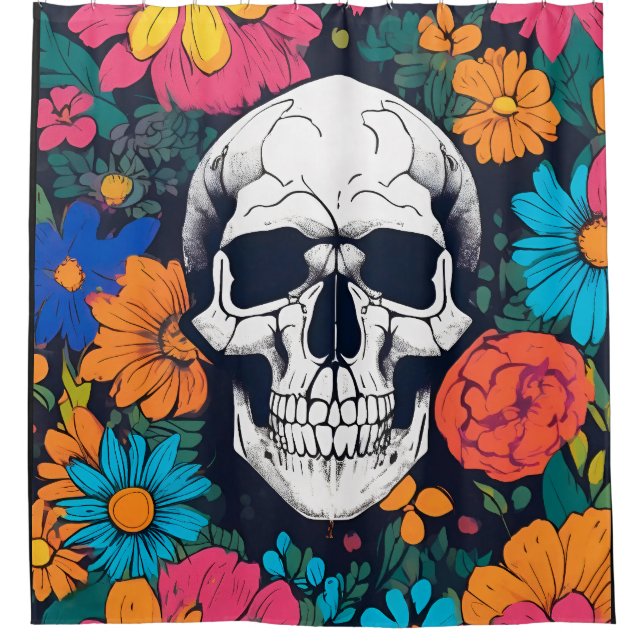 Farbenfrohe, blumengeschmückte Kunst Duschvorhang (Vorderseite)