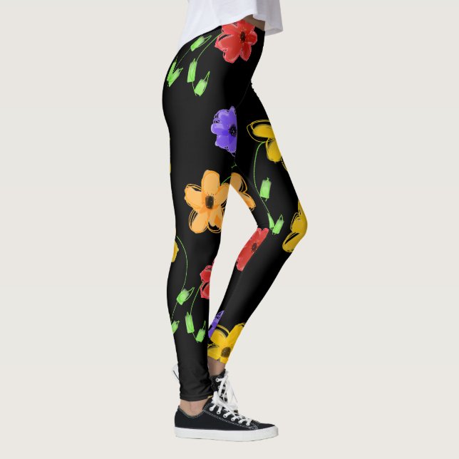 Farbenfrohe, blumengeschmückte Leggings (Rechts)