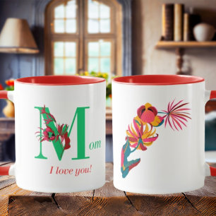 Farbenfrohe blumengeschmückte Tasse für den Mutter
