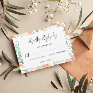 Farbenfrohe blumengeschmückte UAWG RSVP Karte